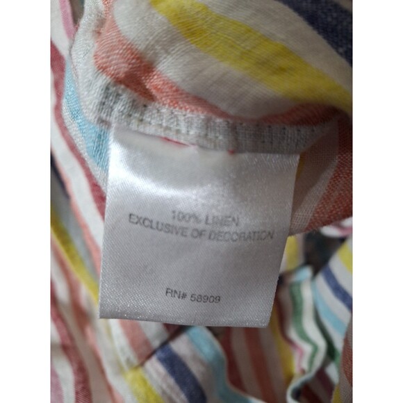 Cremieux Collection Shirt Mens XL 100% Linen Long Sleeve  Rainbow Stripes - Picture 4 of 7